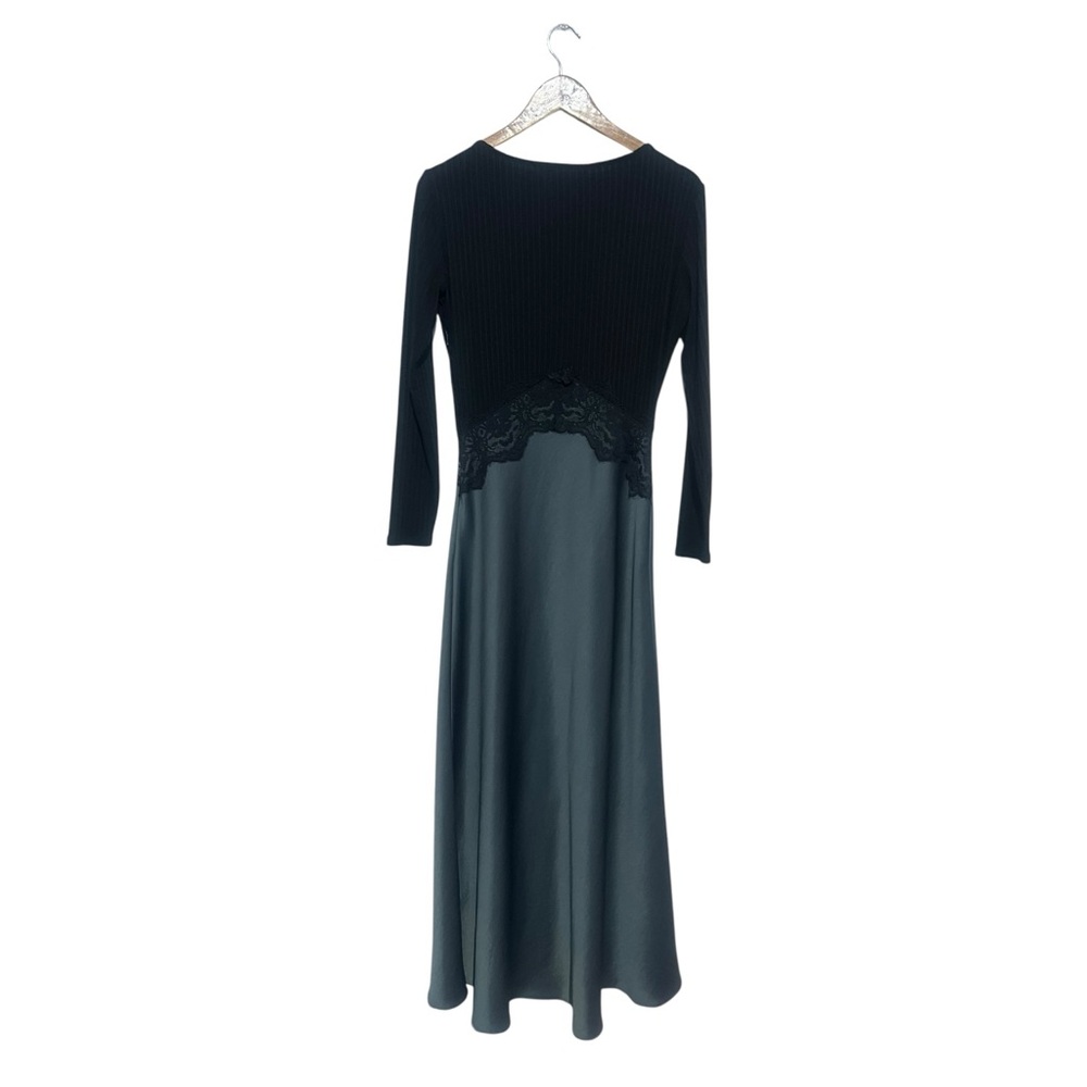 MANGO Contrasting Satin Dress Size 6 Maxi Long Modest - Picture 4 of 6
